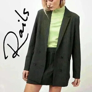 NWT - RAILS Jac Double Breasted Blazer Charcoal Pinstripe